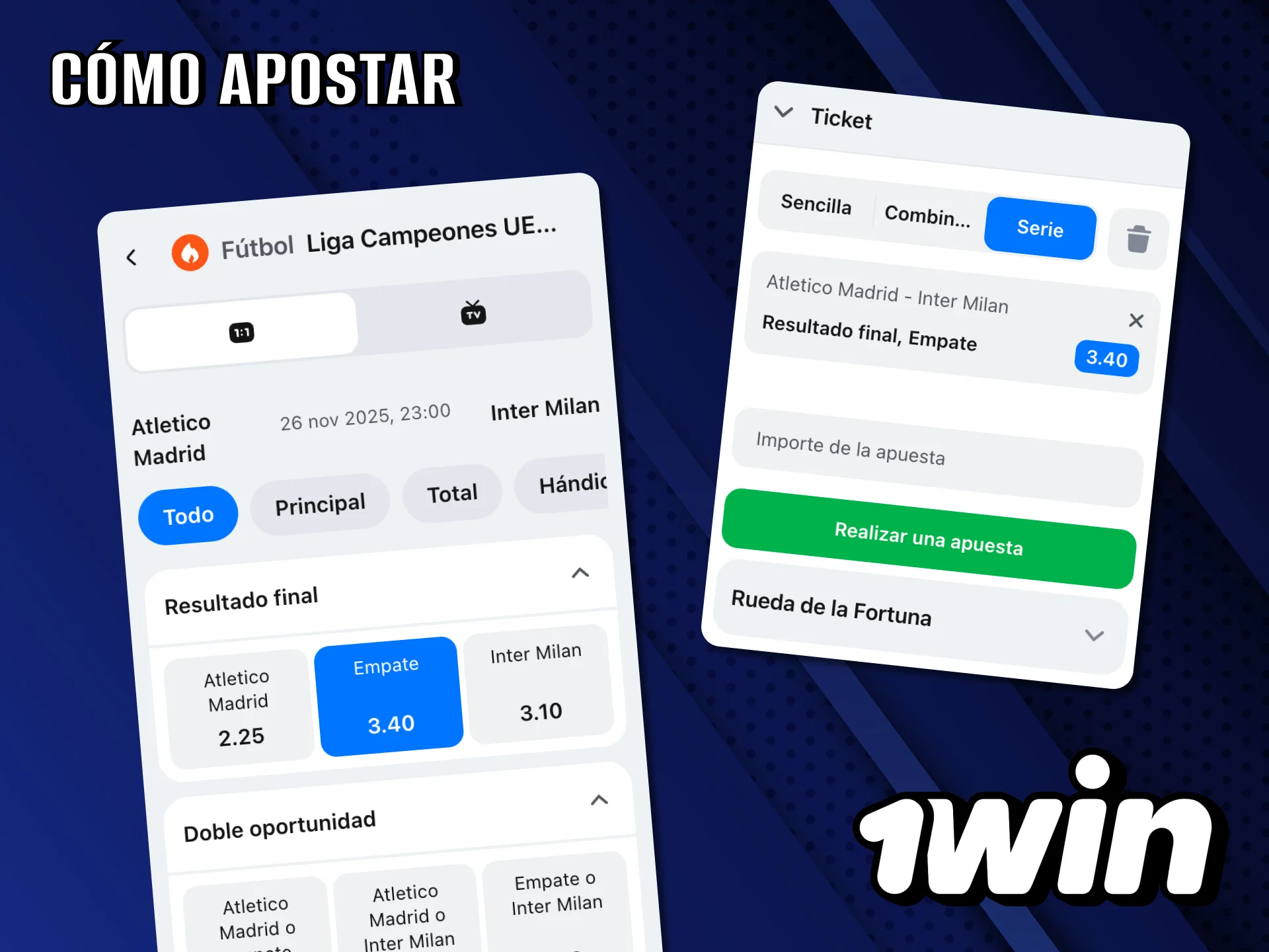 Descubre cómo hacer una apuesta en la aplicación móvil 1Win con solo unos clics.