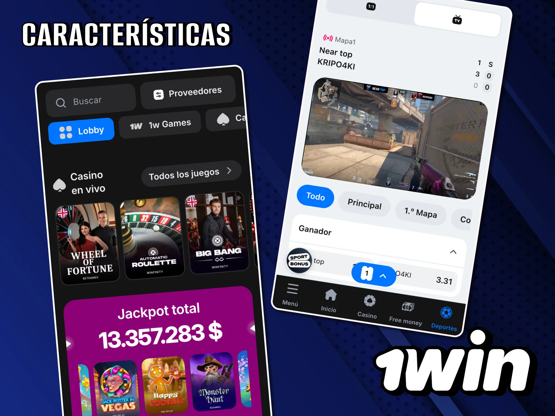 Estudia detenidamente las principales características de la aplicación 1Win.