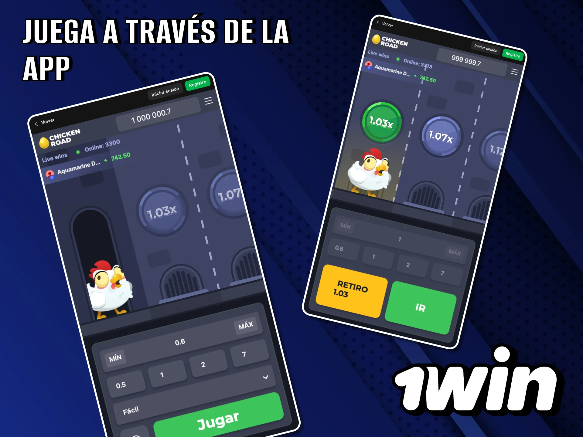 Disfruta del rápido juego Chicken Road directamente en la aplicación 1Win.